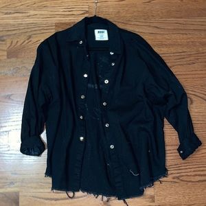 Oversized Black Jean button down shirt/jacket